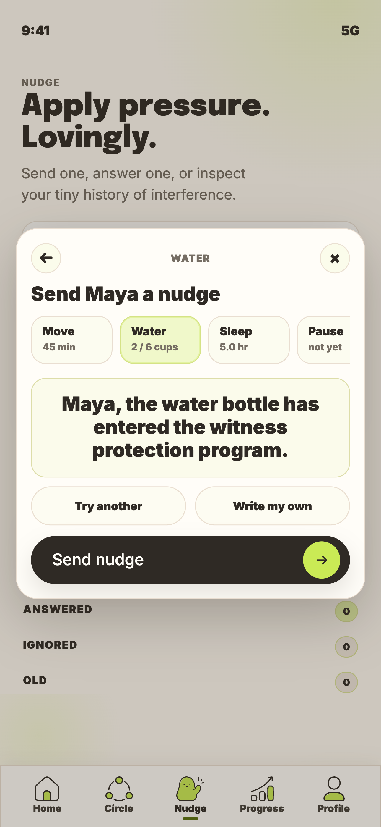 Nudge Society nudge composer screen